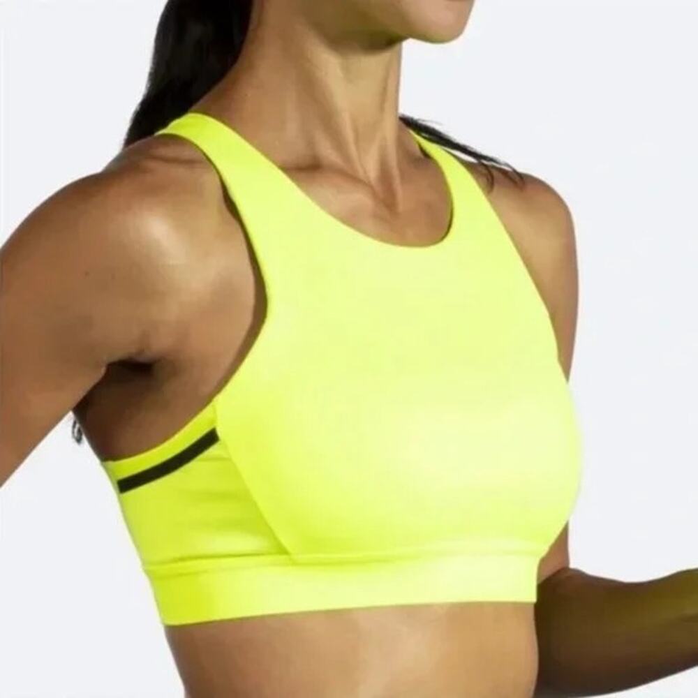 NWT Brooks Drive 3 Pocket‎ Run Bra Nightlife Size 40DD/E Gym Workout Neon Cardio